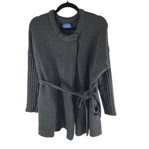 Simply Vera Vera Wang Gray Belted Knit Cardigan Sweater One Button Marled L
